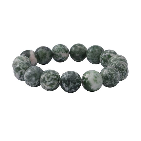 Jasper 12mm Beaded Stretch Bracelet 150.00 ctw Green - Picture 1 of 3